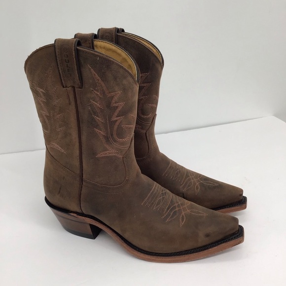 Boulet Ladies Western Selvaggio Leather Wood Snip Toe Boots 2617 Cowgirl Size 8 - Picture 2 of 15